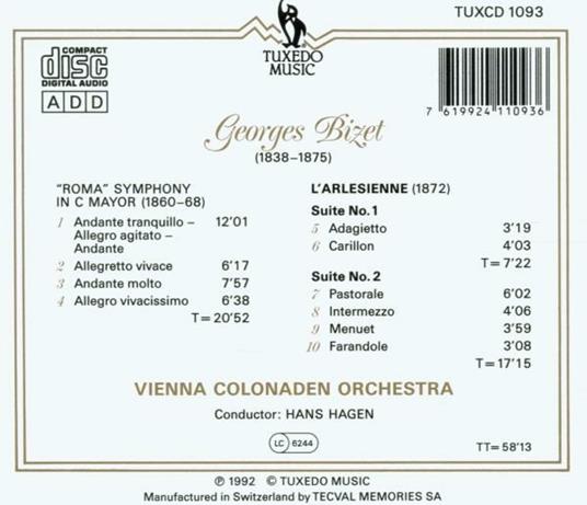 Roma - Symphonie - L'arlesien - CD Audio di Georges Bizet - 2