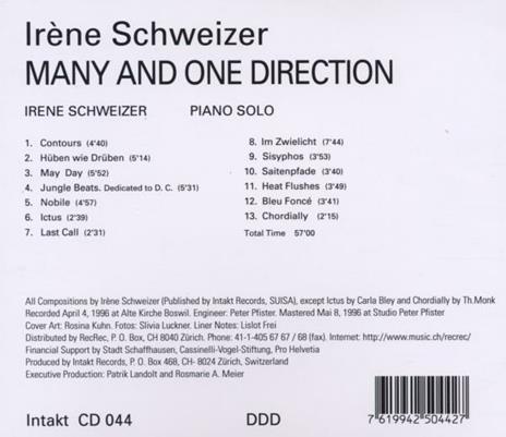 Many and One Direction - CD Audio di Irene Schweizer - 2