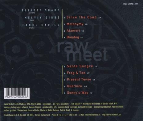 Raw Meet - CD Audio di Elliott Sharp,Melvin Gibbs - 2