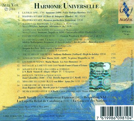 Harmonie Universelle - CD Audio di Jordi Savall,Montserrat Figueras,Hespèrion XX,Le Concert des Nations,Hespèrion XXI,Capella Reial de Catalunya - 2