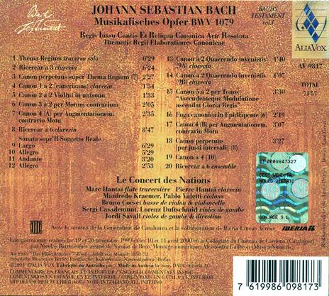 L'offerta musicale (Die Musikalisches Opfer) - CD Audio di Johann Sebastian Bach,Jordi Savall,Le Concert des Nations - 2