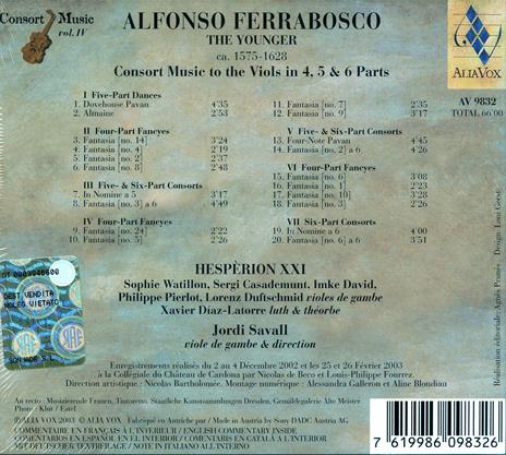Fantasie per viole - CD Audio di Jordi Savall,Hespèrion XXI,Alfonso Ferrabosco - 2