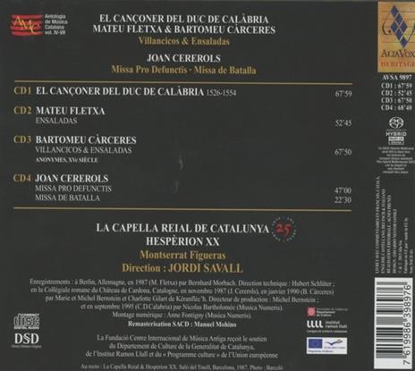El cançoner del Duc de Calabria / Villancicos & Ensaladas / Missa Pro Defunctis - Missa de Batalla - CD Audio di Jordi Savall,Montserrat Figueras,Hespèrion XX,Capella Reial de Catalunya - 2