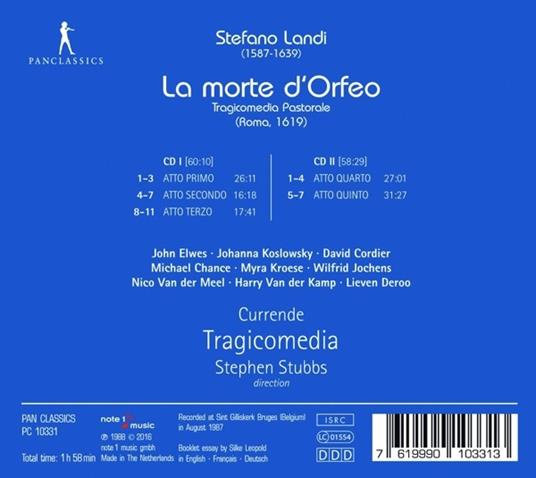 La Morte D'Orfeo - CD Audio di Stefano Landi - 2