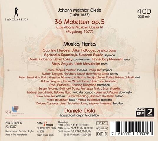 Motetten Op.5 - CD Audio di Johann Melchior Gletle - 2