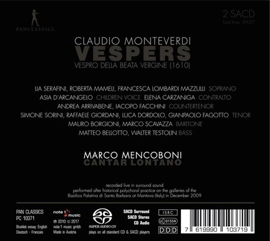 Vespri - CD Audio di Claudio Monteverdi - 2