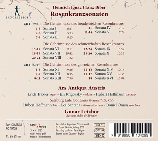 Rosenkranzsonaten - CD Audio di Heinrich Ignaz Franz Von Biber - 2
