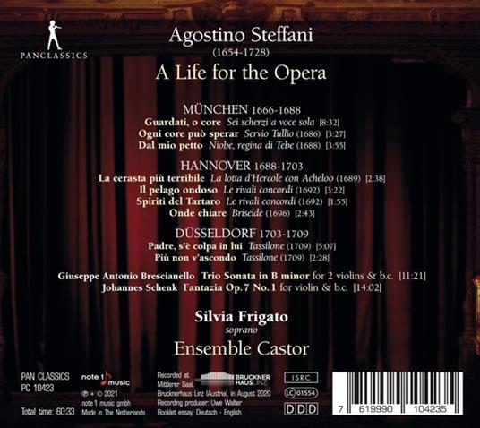 A Life Of The Opera - CD Audio di Agostino Steffani,Silvia Frigato - 2