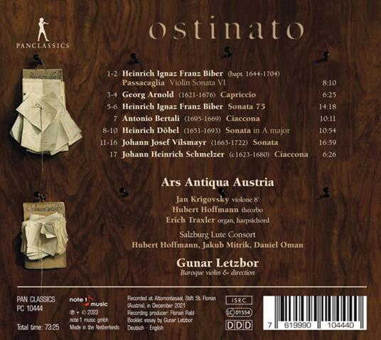 Ostinato - CD Audio di Gunar - Ars Antiqua Austria Letzbor - 2