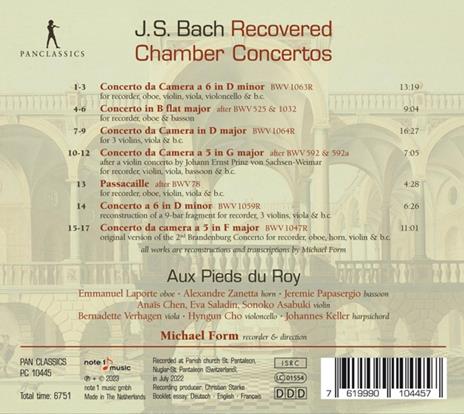 Bach. Recovered Chamber Concertos - CD Audio di Au Pieds Du Roy - Michael Form - 2