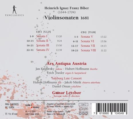 Violinsonaten 1681 - CD Audio di Gunar Letzbor - 2