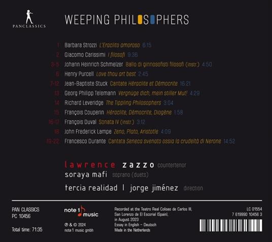 Sweeping Philosophers - CD Audio di Lawrence Zazzo - 2