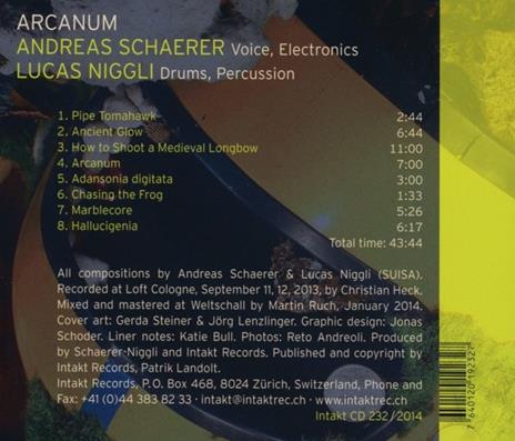 Arcanum - CD Audio di Lucas Niggli,Andreas Schaerer - 2