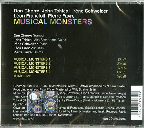Musical Monsters - CD Audio di Don Cherry,Pierre Favre,John Tchicai,Irene Schweizer - 2