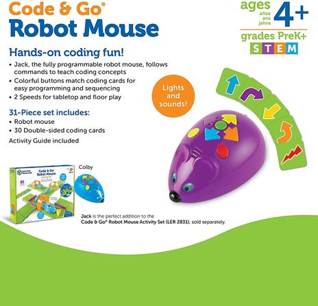 Learning Resources - Code&Go Topolino Robot Topolino Robot Giocattolo, 31 Pezzi, Colore Multicolore, LER2841 - 6