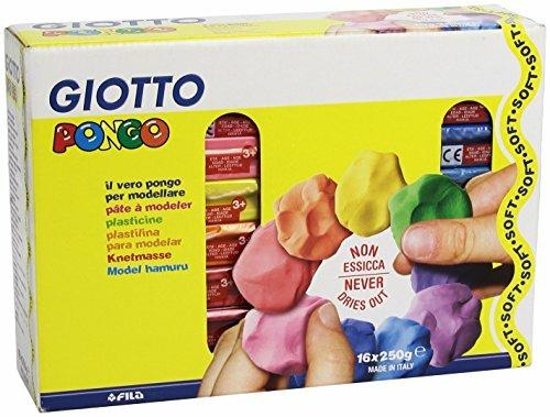 Pasta da modellare Giotto Pongo. Scatola 16 panetti da 250 g. Colori assortiti