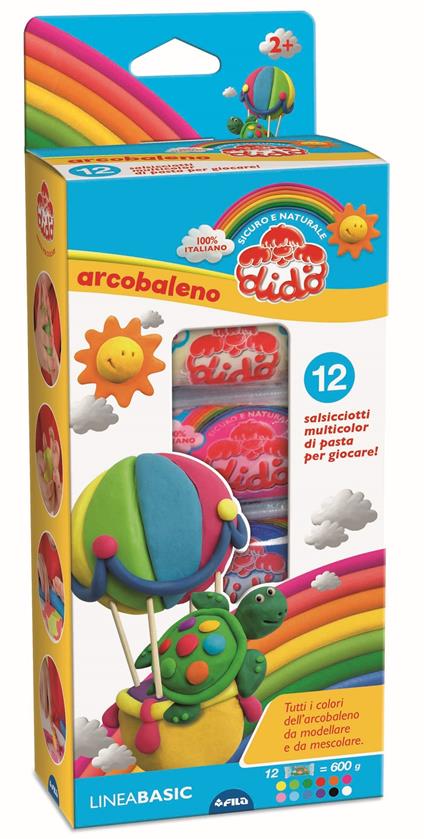 Pasta da modellare Didò Arcobaleno. Confezione 12 pezzi