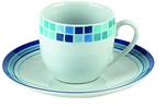 set 2 tazzine da caffè con piattino metropol mosaico azzurro in finissima porcellana