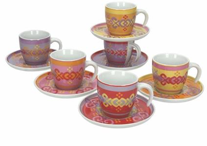 Andrea fontebasso 1760  marrakech,set 6 tazze caffè con piatto in porcellana