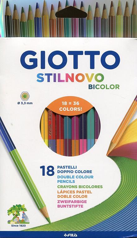 Pastelli Giotto Stilnovo Bicolor. Scatola 18 matite colorate - 3