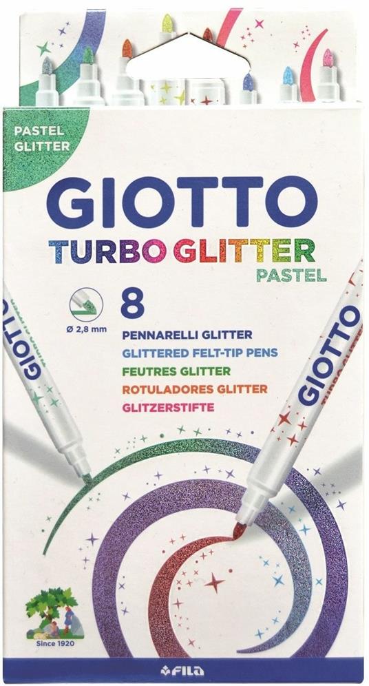 Pennarelli Giotto Turbo Glitter Pastel. Scatola 8 colori assortiti - Giotto  - Cartoleria e scuola