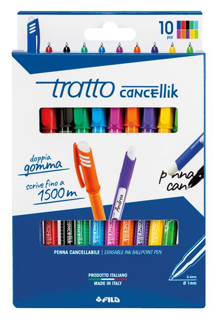 Penna cancellabile Tratto Cancellik. Busta con 10 colori assortiti