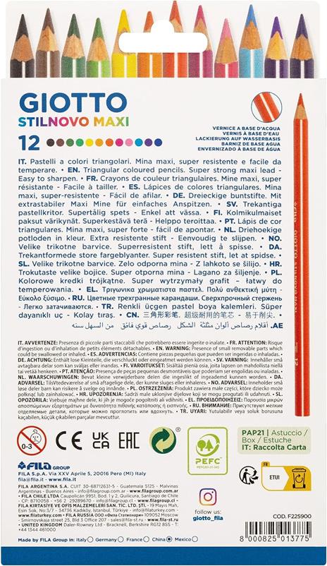 Pastelli Colorati a Matita Giotto Stilnovo Maxi, Astuccio 12 Colori - 4