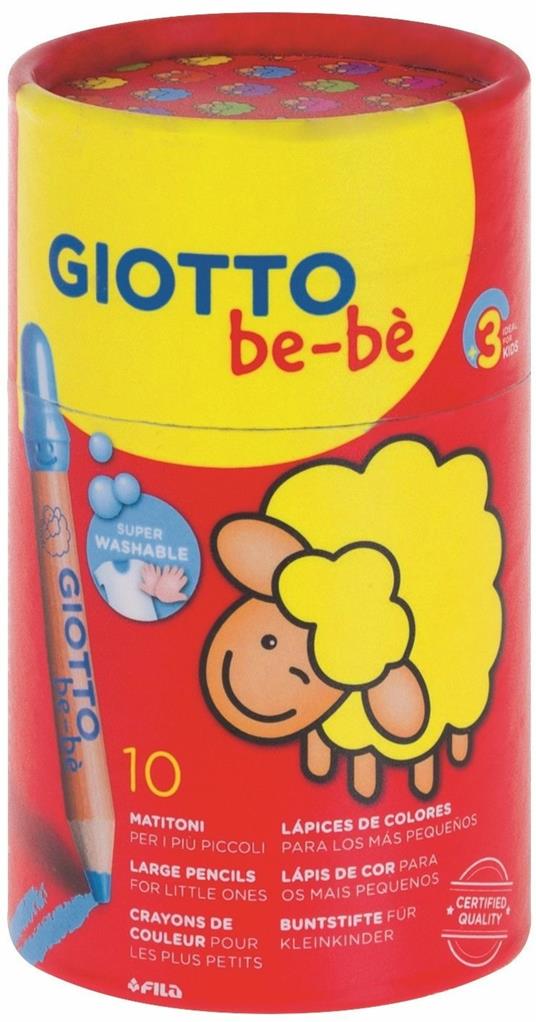 Pastelli Supermatitoni Giotto be-bè. Barattolo 10 matite colorate assortite