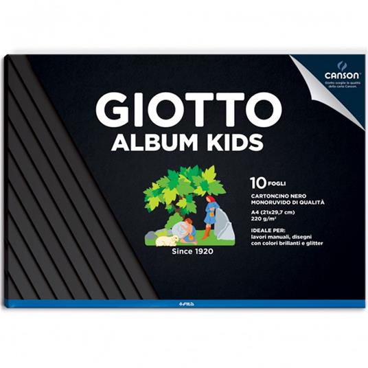 Album carta nera monoruvida Giotto Album Kids A4 10 fogli 220 g/m2