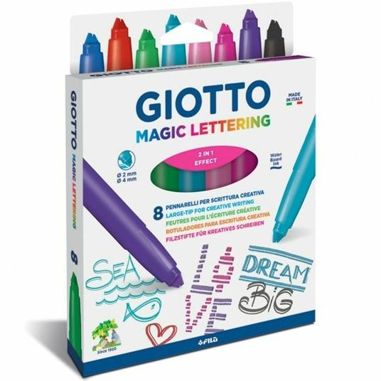 Pennarelli Giotto Magic Lettering. Confezione 8 colori