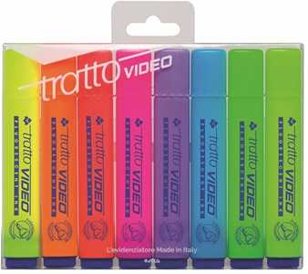 Cartoleria Evidenziatore Tratto Video Confezione da 8 pezzi Tratto