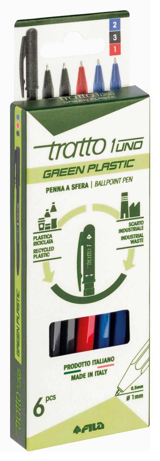 Tratto 1 Green Plastic astuccio 6 pz