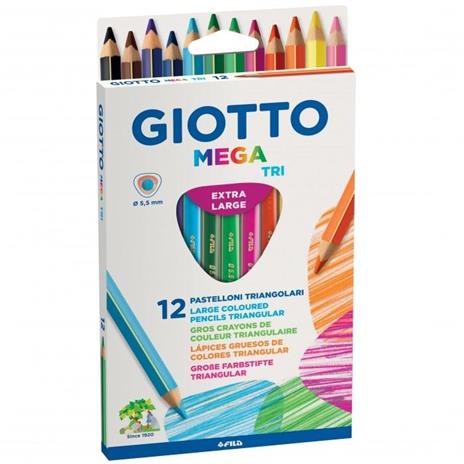 Pastelli Giotto Mega Tri. Scatola 12 matite colorate assortite - 2