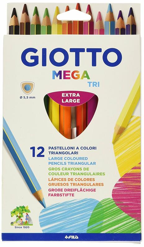 Pastelli Giotto Mega Tri. Scatola 12 matite colorate assortite - 5
