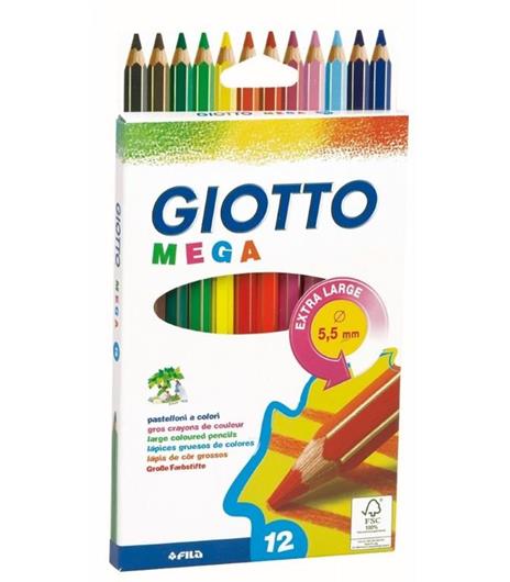 Pastelli Giotto Mega. Scatola 12 matite colorate assortite - 2