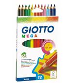 Pastelli Giotto Mega. Scatola 12 matite colorate assortite