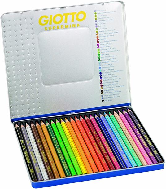 Pastelli Giotto Supermina. Scatola in metallo 12 matite colorate assortite - 3