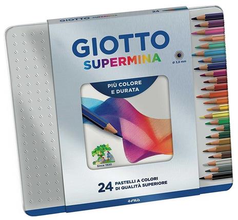 Pastelli Giotto Supermina. Scatola in metallo 24 matite colorate assortite - 2