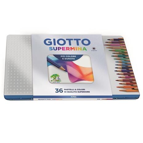 Pastelli Giotto Supermina. Scatola in metallo 36 matite colorate assortite