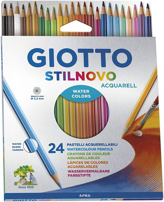 Pastelli acquerellabili Giotto Stilnovo Acquarell. Scatola 24 matite  colorate