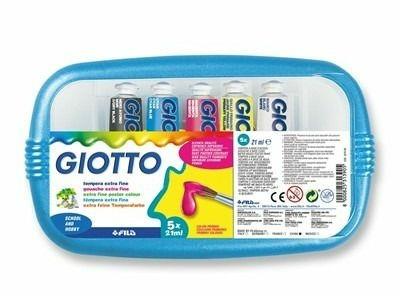 Tempera Giotto Extra in tubetto 21 ml. Scatola 5 colori assortiti