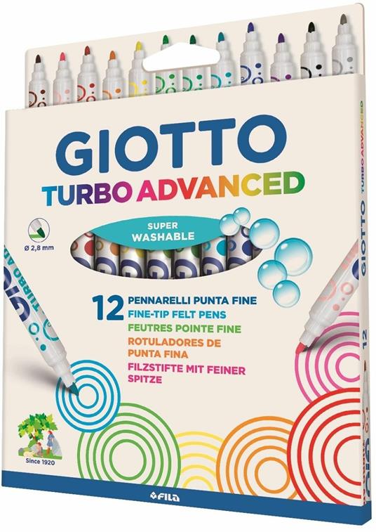 GIOTTO Turbo Color - Astuccio da 12 Pennarelli a Punta Fine