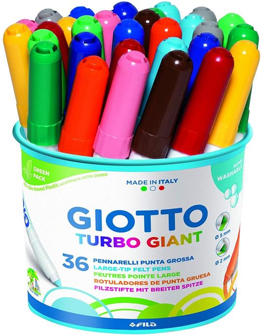 Pennarelli Giotto Turbo Giant. Barattolo 36 colori - Giotto - Cartoleria e  scuola