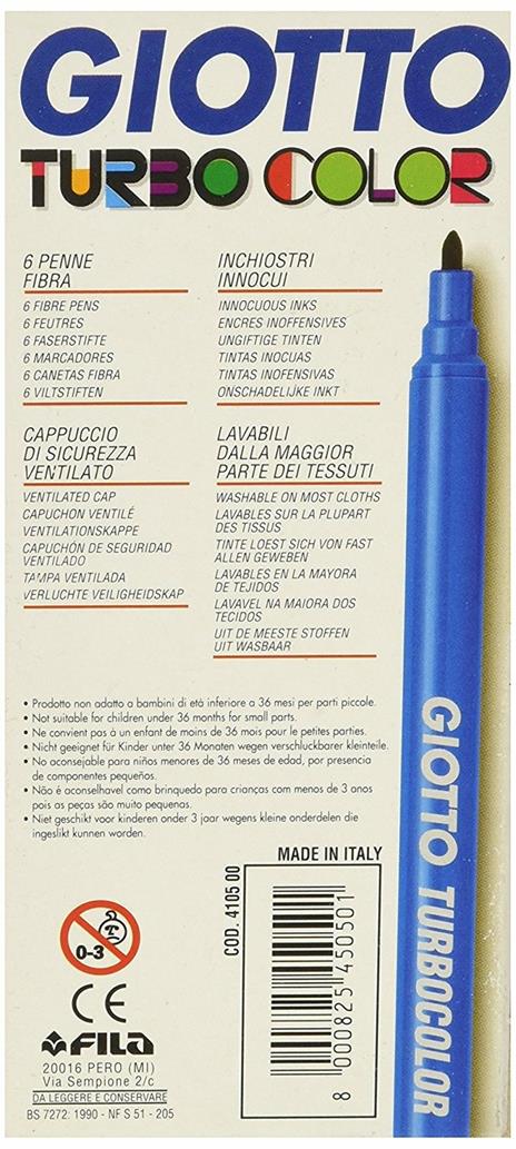 Pennarelli Giotto Turbo color. Scatola 6 colori assortiti - 5