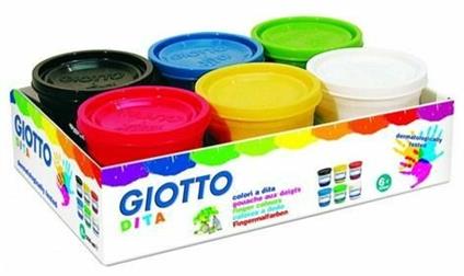 Colori a dita Giotto. Confezione 6 colori assortiti da 200 ml