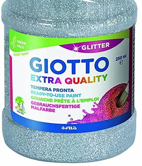 Tempera pronta Giotto qualità extra Glitter. Flacone 250 ml. Argento - 3
