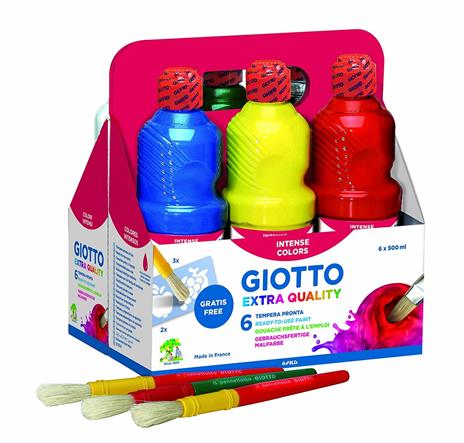 Tempera pronta Giotto qualità extra. Assortimento 6 flaconi da 500 ml - 2