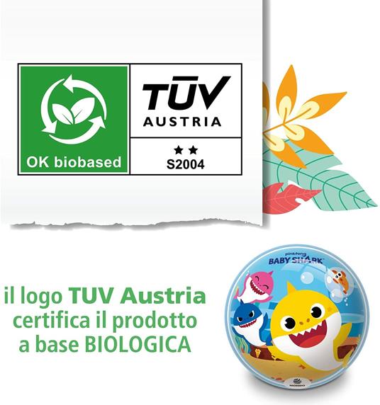 Mondo Toys  BIO BALL - Pallone BABY SHARK BIO - per bambina/bambino - multicolore - BioBall - 05678, 14 cm diametro, size 2 - 5