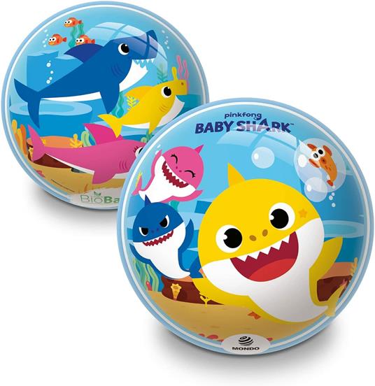 Mondo Toys  BIO BALL - Pallone BABY SHARK BIO - per bambina/bambino - multicolore - BioBall - 05678, 14 cm diametro, size 2 - 3