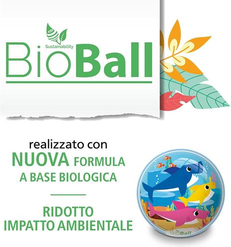 Mondo Toys  BIO BALL - Pallone BABY SHARK BIO - per bambina/bambino - multicolore - BioBall - 05678, 14 cm diametro, size 2 - 4